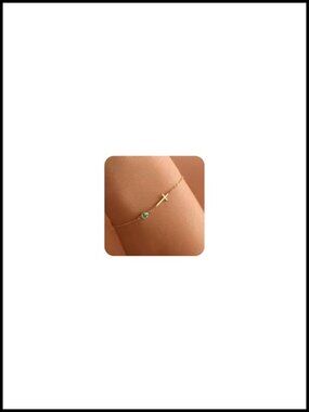 14K Gold Plated Cross Birthstone Bracelet Charms for Women Adjustable